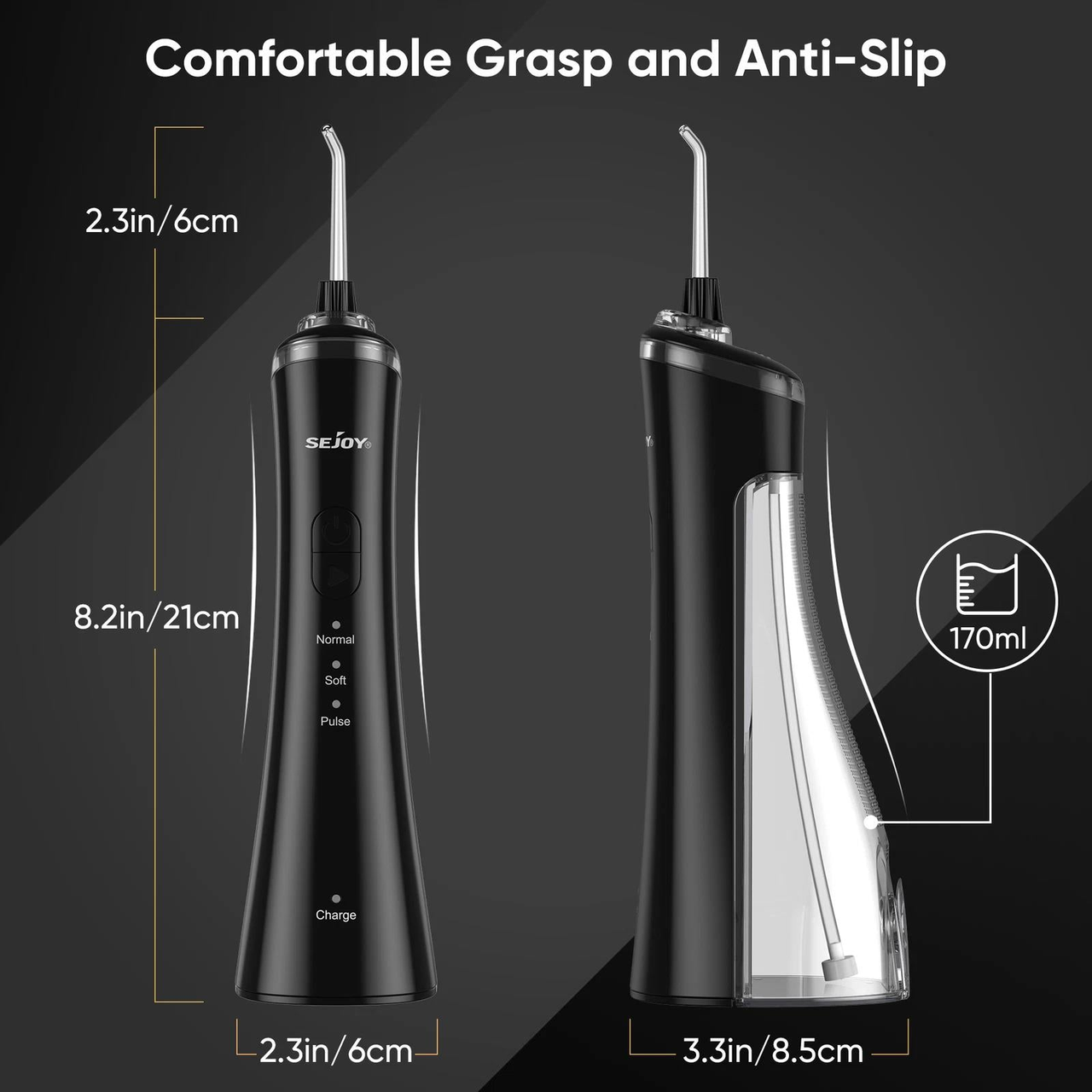 Dyzi Cordless Oral Irrigator Dental Water Flosser TB5011 3 Modes IPX7 Black